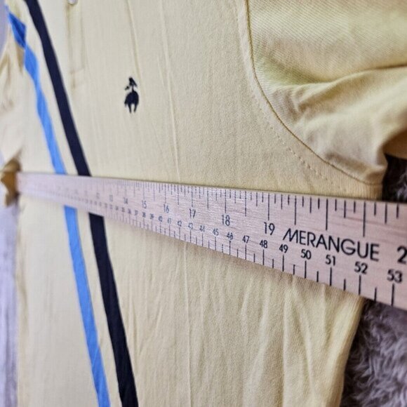 Brooks Brothers Polo Shirt 100% Cotton Striped Short Sleeve Men's Size M Yellow - Picture 4 of 10